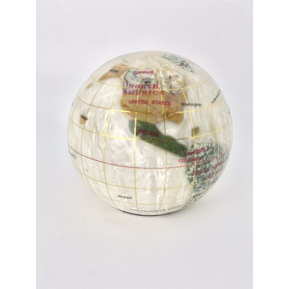 Alexander Kalifano Pearl Opalite Gemstone Globe Pearl Rubellite Opal Ocean 3” - Picture 6 of 6